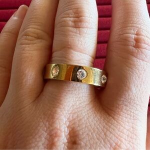 FJ Gold Tone Band with Clear Stones